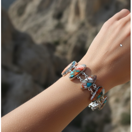 Pulsera De Piedras Naturales Turquesa