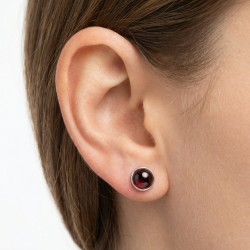 PENDIENTE DE PLATA DE LEY Y GRANATE