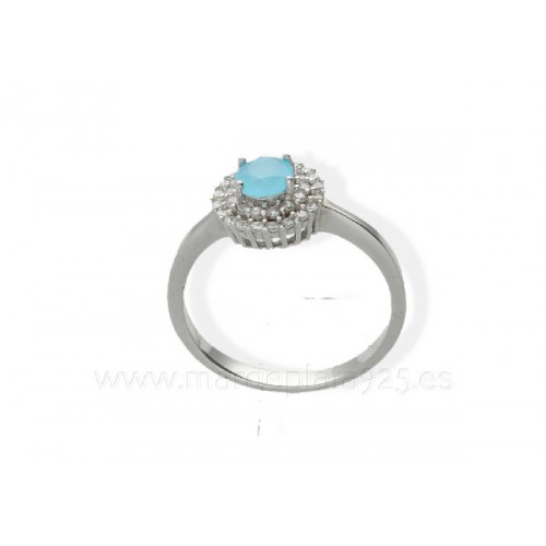 Anillo Plata circonita celeste