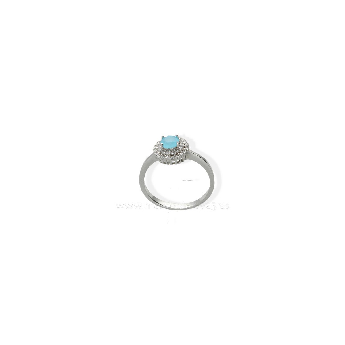 Anillo Plata circonita celeste