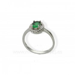 Anillo Plata circonita ovalada verde